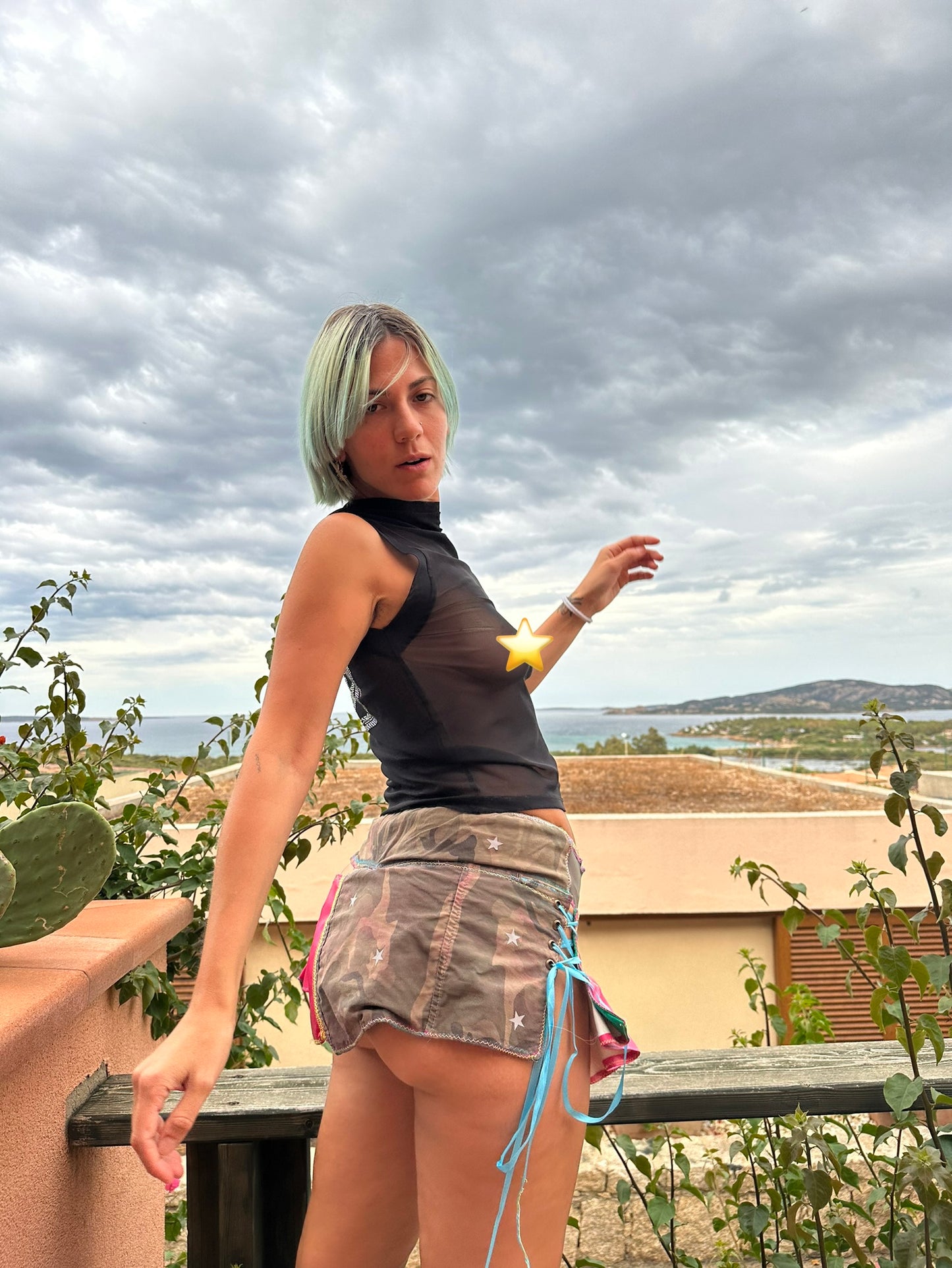 PINK LEATHER CAMO SKIRT & CORSET