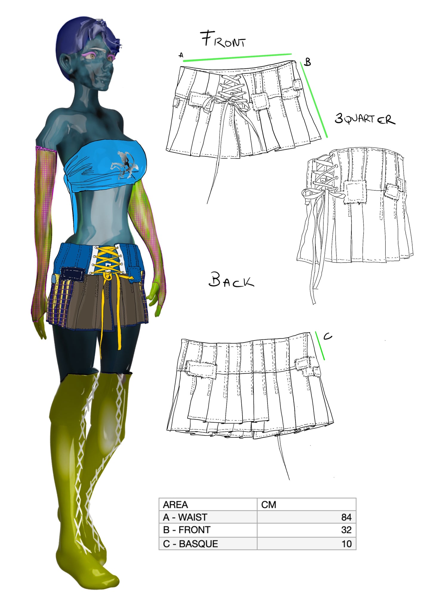 Tartan Patch Skirt