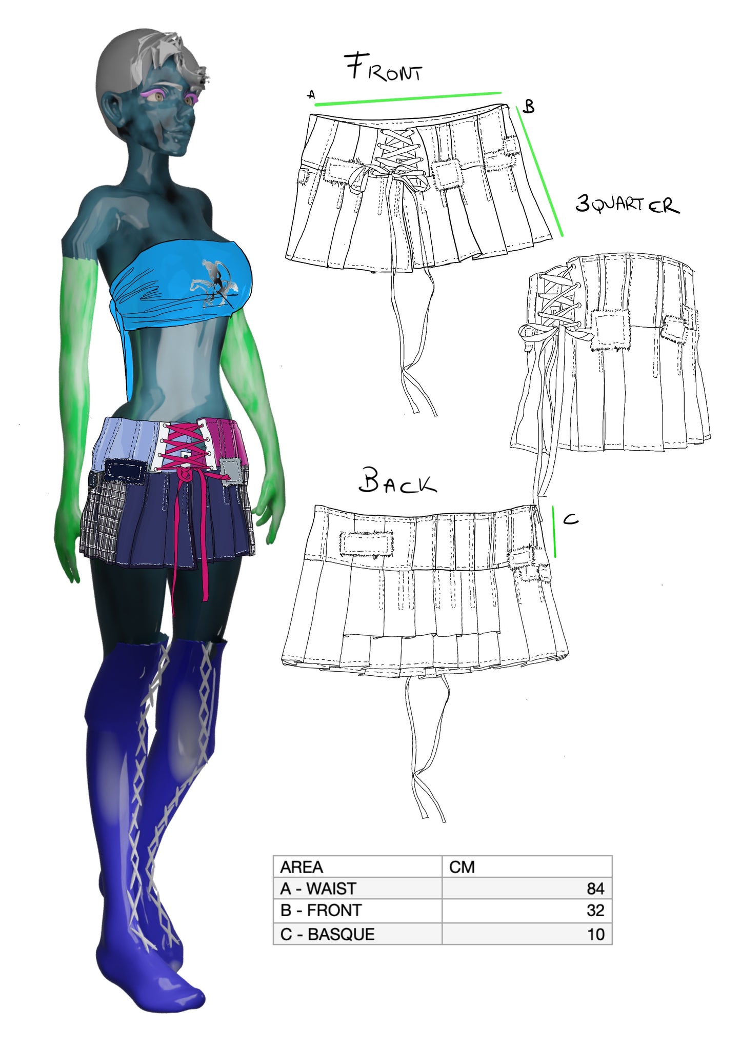 Patch Skirt with laces