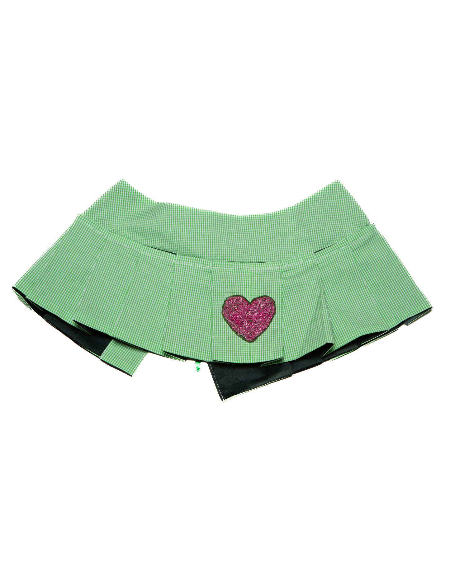 Checked skirt with embroidered heart