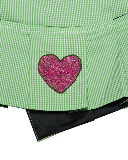 Checked skirt with embroidered heart